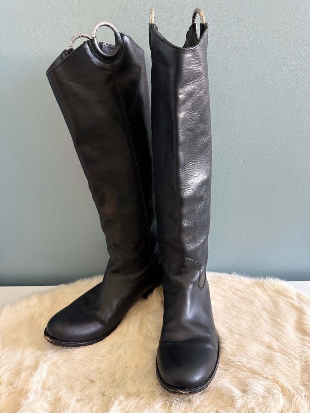 Frye Melissa Ring Tall Black Leather Riding Boots